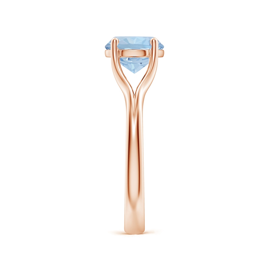8mm AA Classic Solitaire Round Aquamarine Split Shank Engagement Ring in Rose Gold side 299