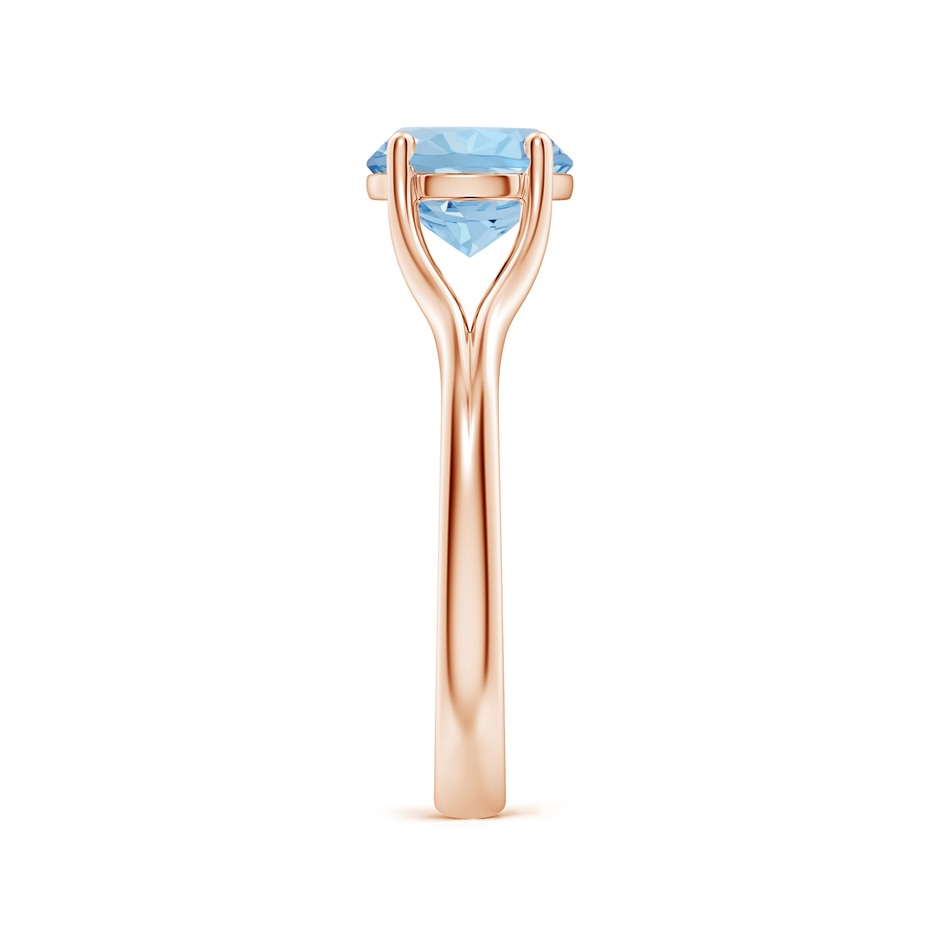 8mm AAA Classic Solitaire Round Aquamarine Split Shank Engagement Ring in Rose Gold side 299