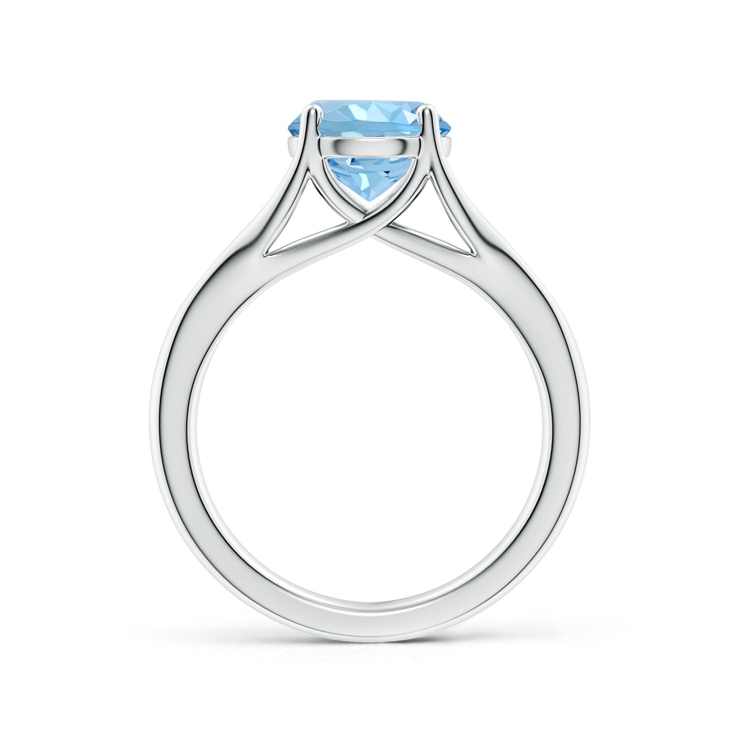 8mm AAAA Classic Solitaire Round Aquamarine Split Shank Engagement Ring in White Gold