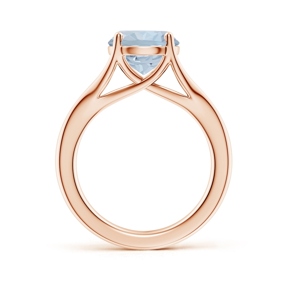 9mm A Classic Solitaire Round Aquamarine Split Shank Engagement Ring in 18K Rose Gold side 199