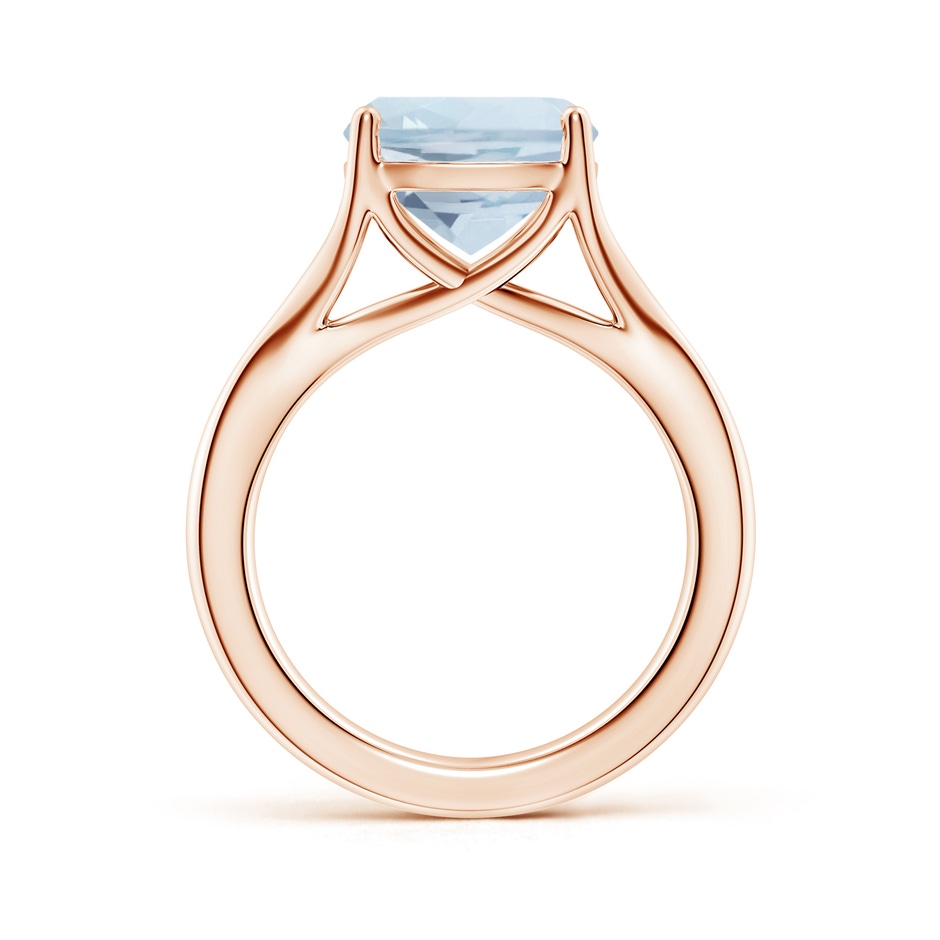 10mm A Classic Solitaire Cushion Aquamarine Split Shank Engagement Ring in Rose Gold side 199