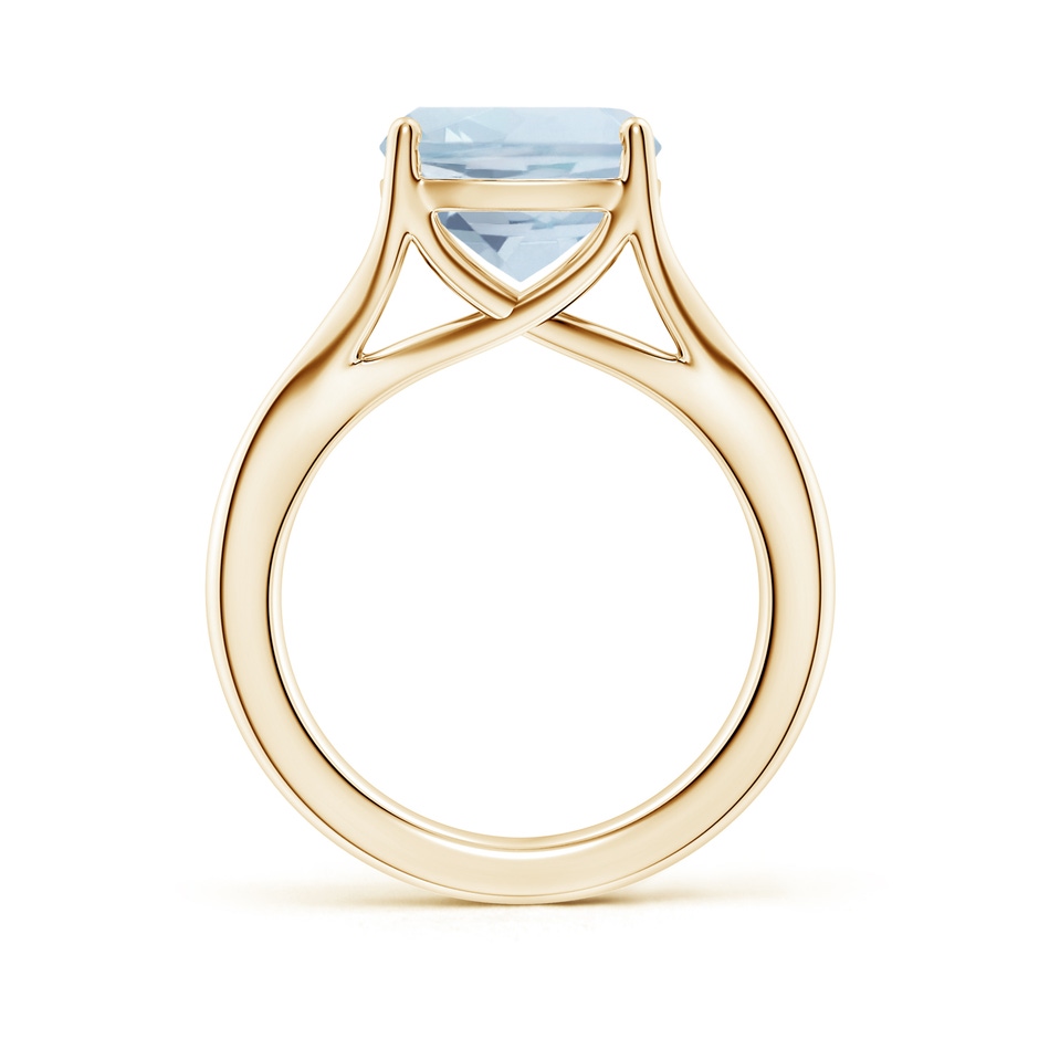 10mm A Classic Solitaire Cushion Aquamarine Split Shank Engagement Ring in Yellow Gold side 199