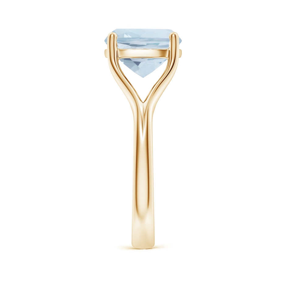 10mm A Classic Solitaire Cushion Aquamarine Split Shank Engagement Ring in Yellow Gold side 299