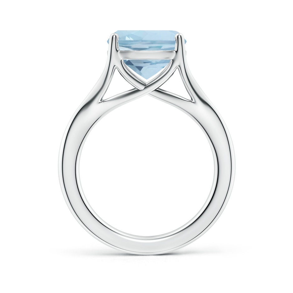 10mm AA Classic Solitaire Cushion Aquamarine Split Shank Engagement Ring in 9K White Gold side 199