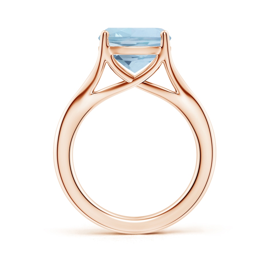 10mm AA Classic Solitaire Cushion Aquamarine Split Shank Engagement Ring in Rose Gold side 199