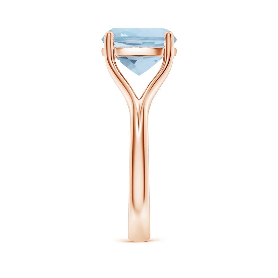 10mm AA Classic Solitaire Cushion Aquamarine Split Shank Engagement Ring in Rose Gold side 299