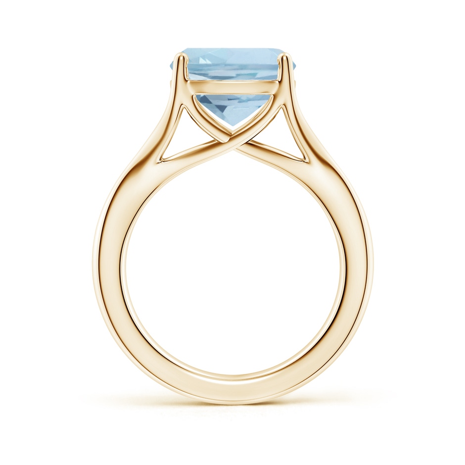 10mm AA Classic Solitaire Cushion Aquamarine Split Shank Engagement Ring in Yellow Gold side 199