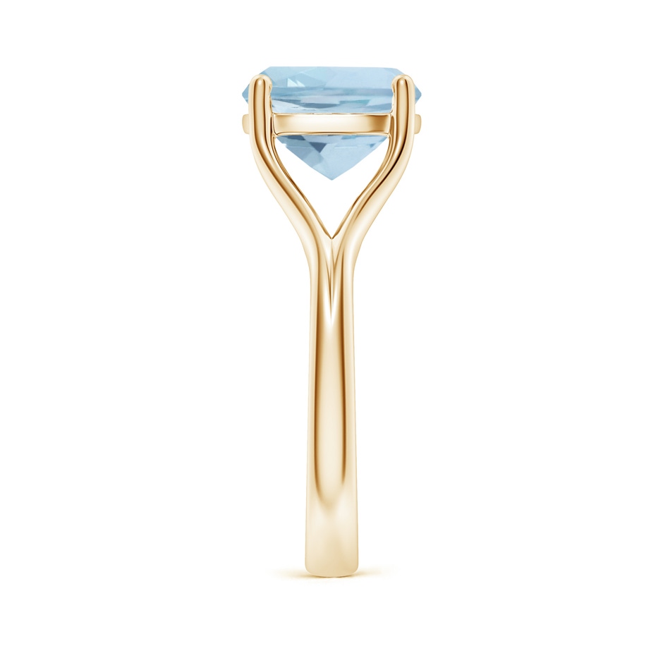 10mm AA Classic Solitaire Cushion Aquamarine Split Shank Engagement Ring in Yellow Gold side 299