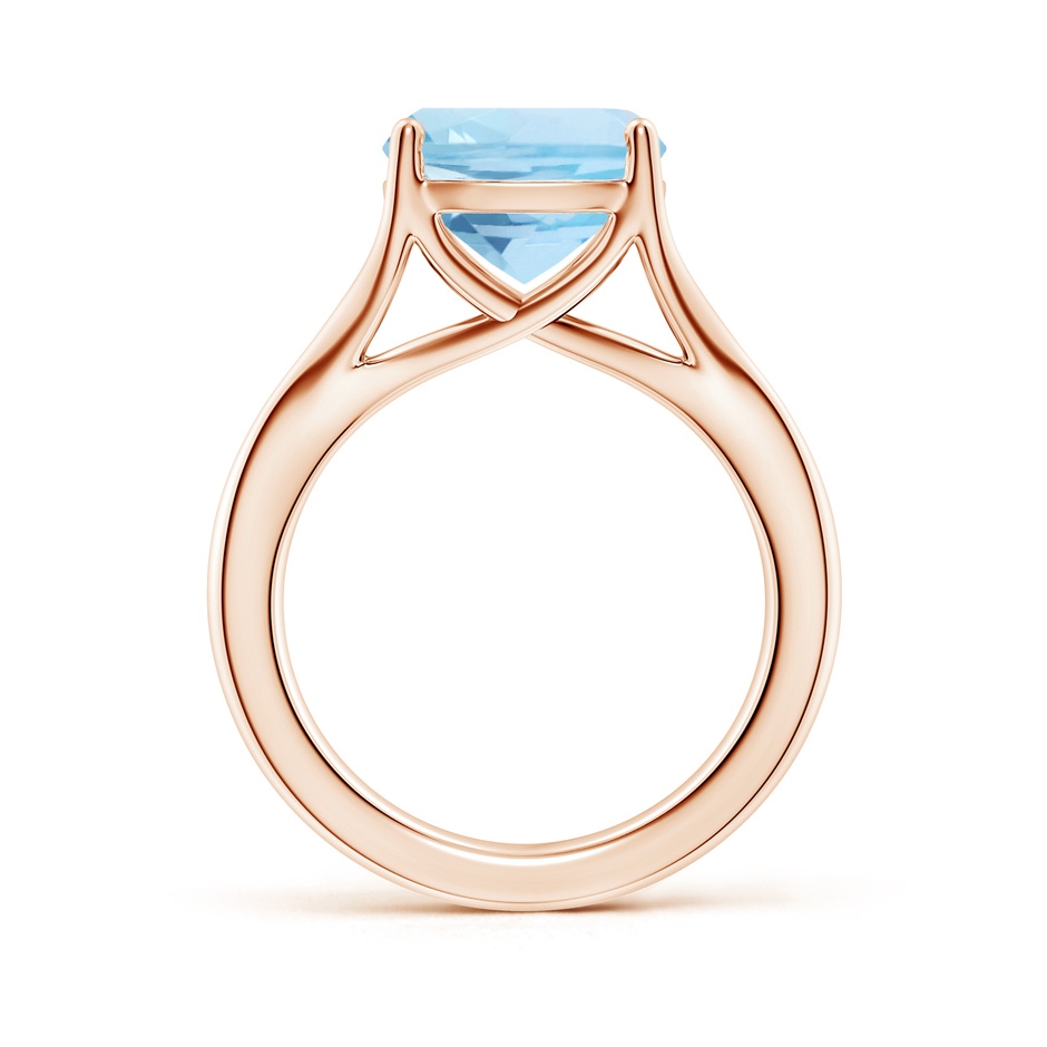 10mm AAA Classic Solitaire Cushion Aquamarine Split Shank Engagement Ring in Rose Gold side 199