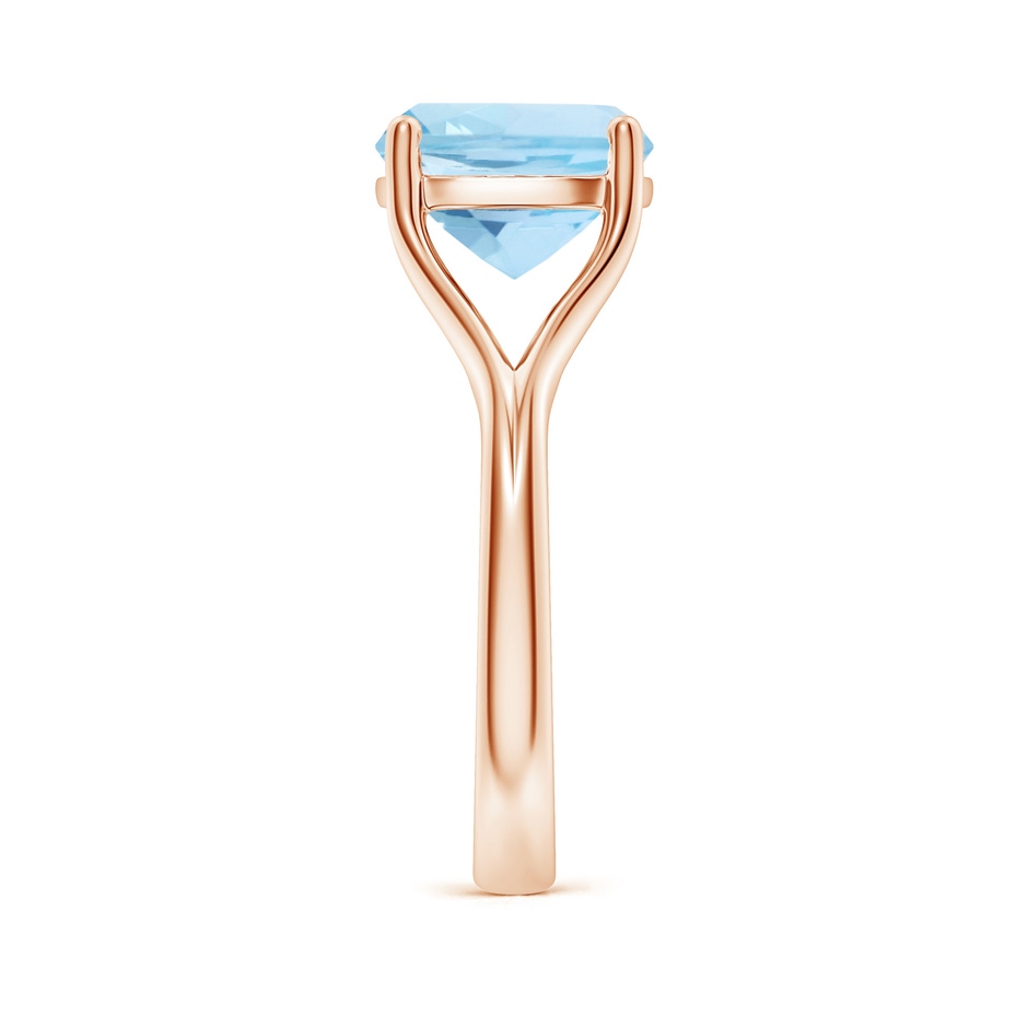 10mm AAA Classic Solitaire Cushion Aquamarine Split Shank Engagement Ring in Rose Gold side 299