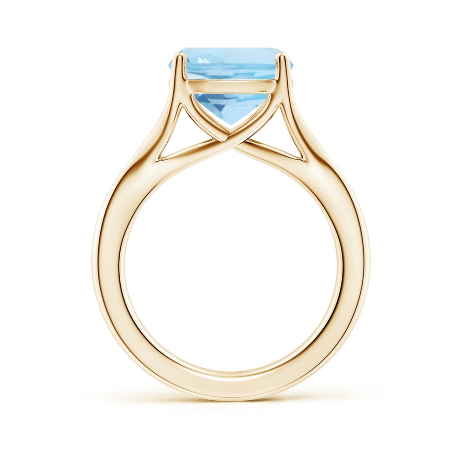 10mm AAA Classic Solitaire Cushion Aquamarine Split Shank Engagement Ring in Yellow Gold side 199