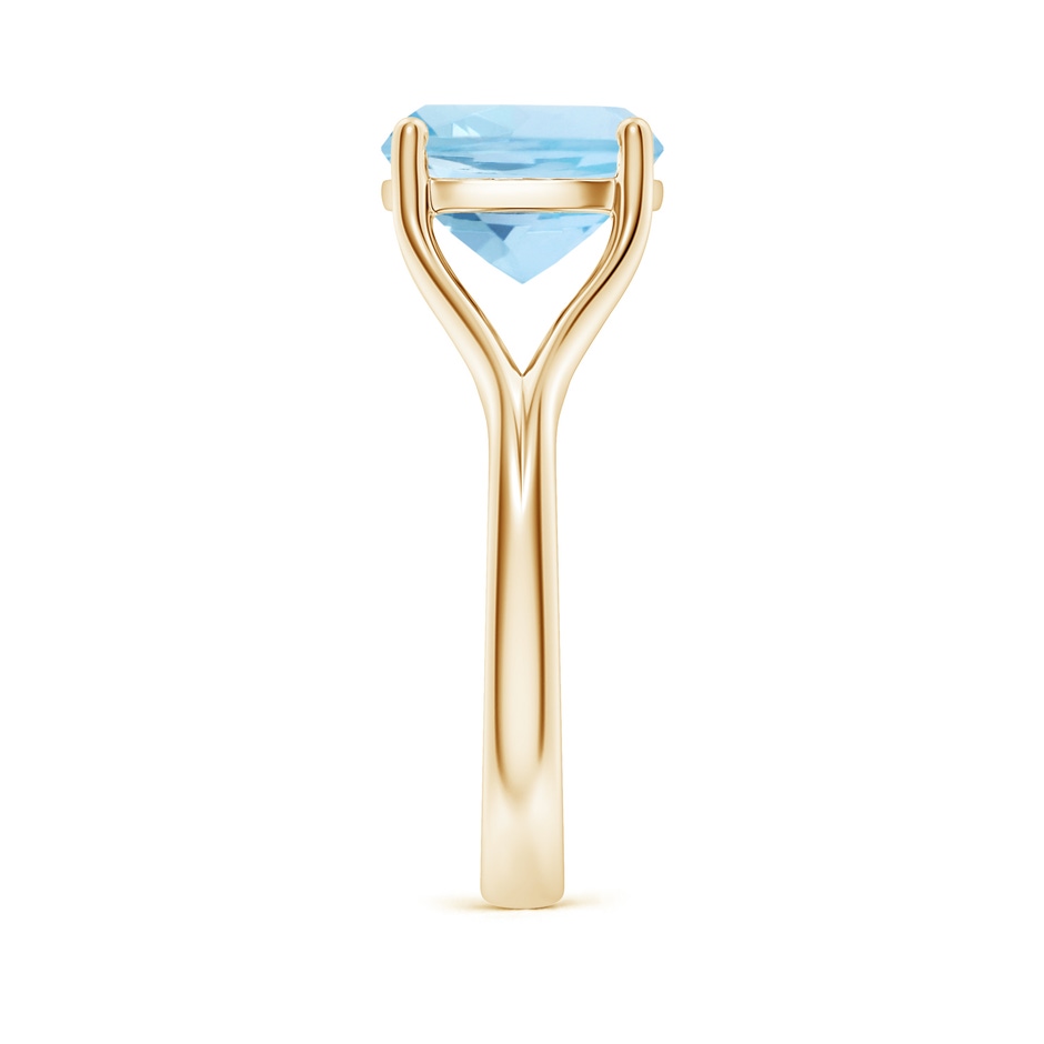 10mm AAA Classic Solitaire Cushion Aquamarine Split Shank Engagement Ring in Yellow Gold side 299