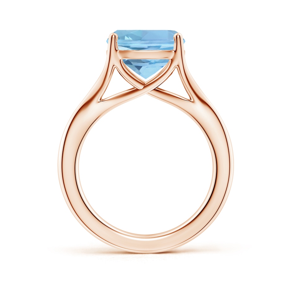 10mm AAAA Classic Solitaire Cushion Aquamarine Split Shank Engagement Ring in Rose Gold side 199