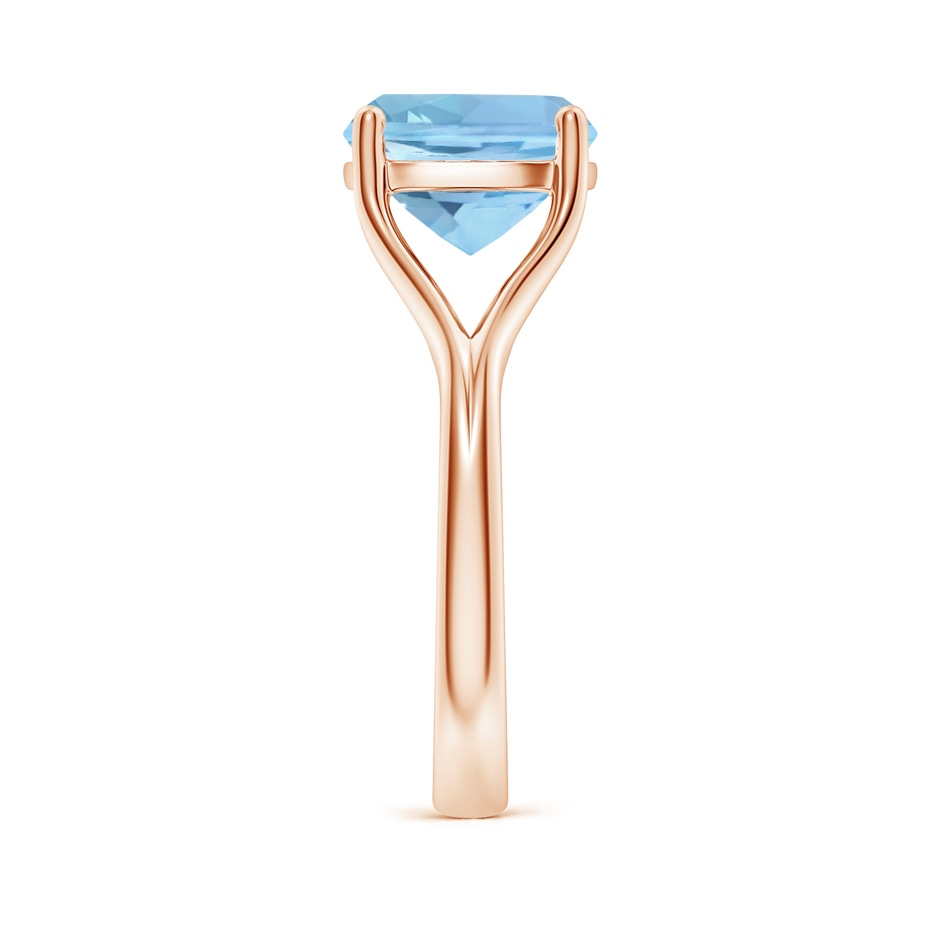 10mm AAAA Classic Solitaire Cushion Aquamarine Split Shank Engagement Ring in Rose Gold side 299