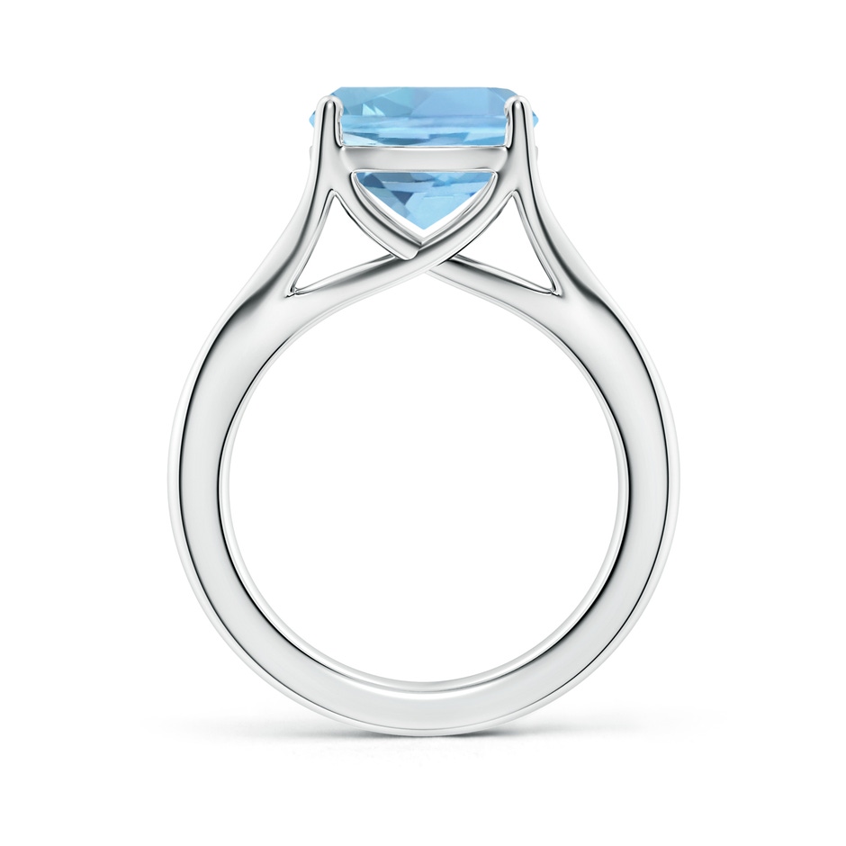 10mm AAAA Classic Solitaire Cushion Aquamarine Split Shank Engagement Ring in S999 Silver side 199