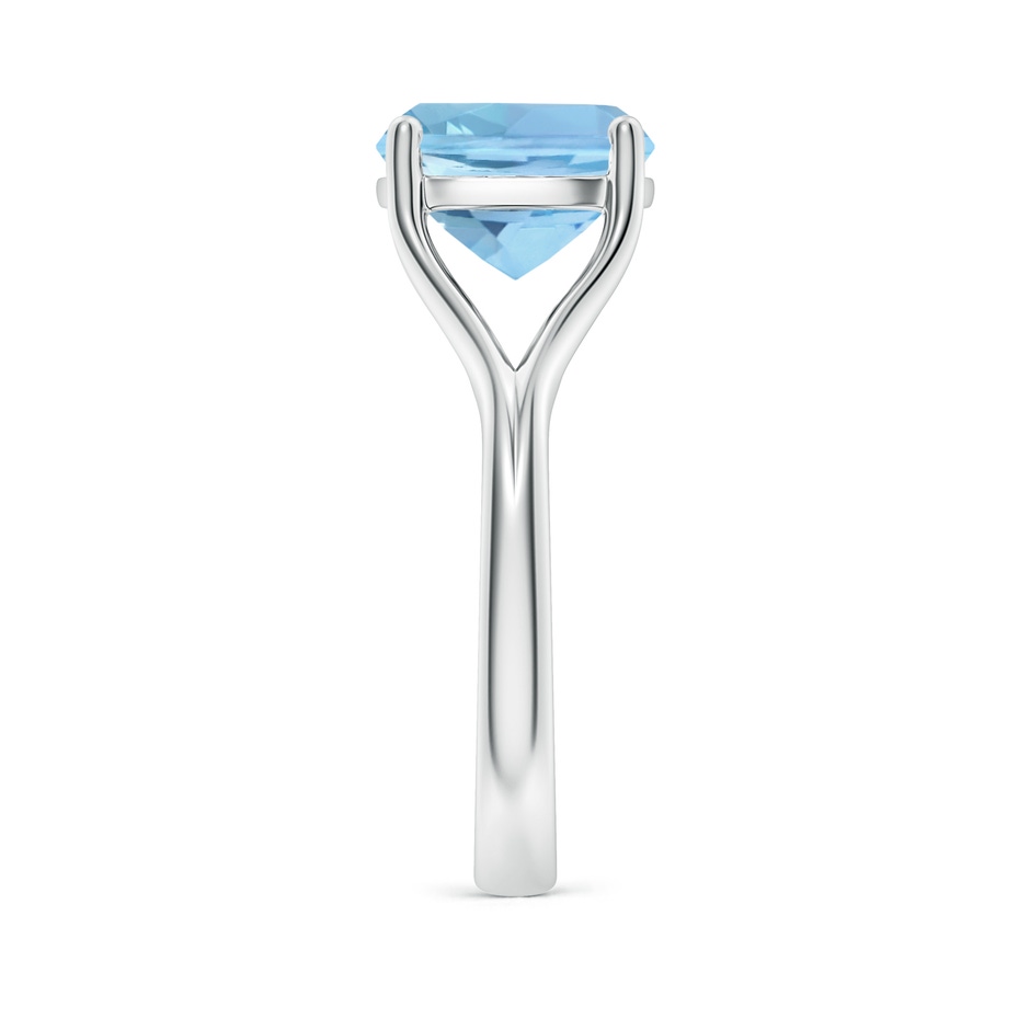 10mm AAAA Classic Solitaire Cushion Aquamarine Split Shank Engagement Ring in S999 Silver side 299
