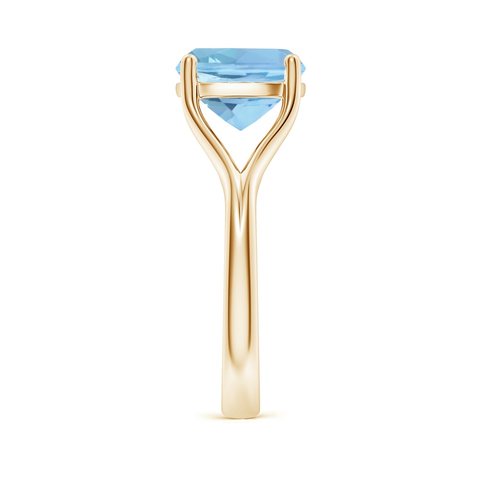 10mm AAAA Classic Solitaire Cushion Aquamarine Split Shank Engagement Ring in Yellow Gold side 299