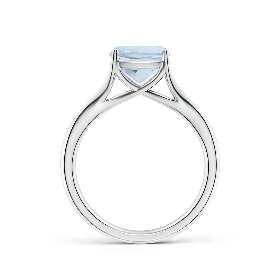 8mm A Classic Solitaire Cushion Aquamarine Split Shank Engagement Ring in S999 Silver side 199