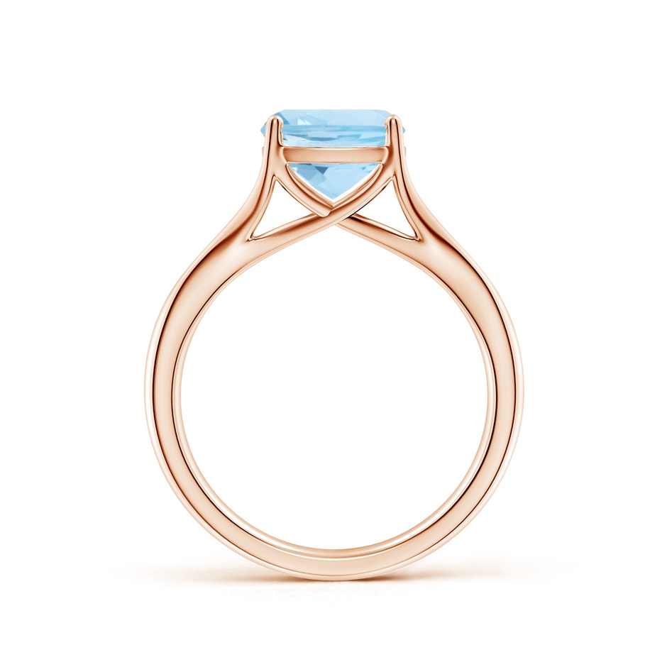 8mm AAA Classic Solitaire Cushion Aquamarine Split Shank Engagement Ring in Rose Gold side 199
