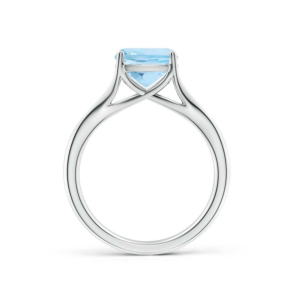 8mm AAA Classic Solitaire Cushion Aquamarine Split Shank Engagement Ring in White Gold - side 199