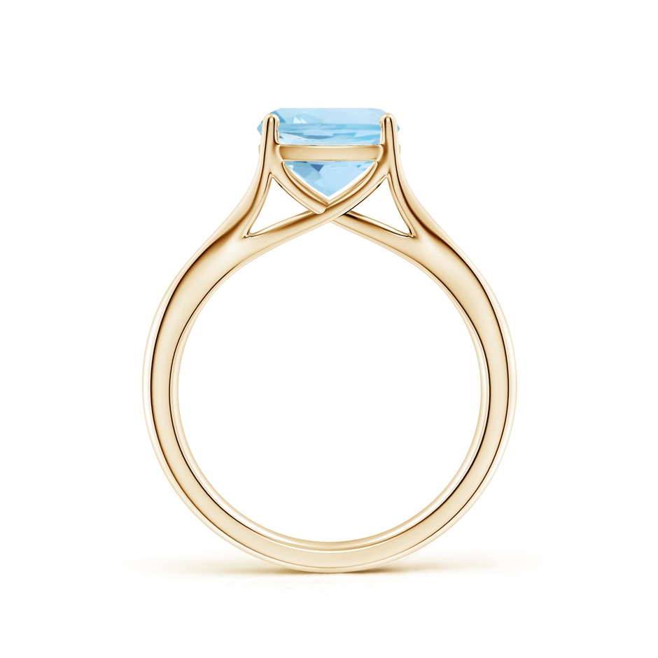 8mm AAA Classic Solitaire Cushion Aquamarine Split Shank Engagement Ring in Yellow Gold side 199