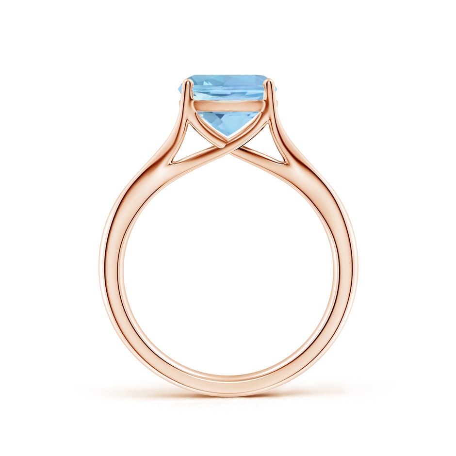 8mm AAAA Classic Solitaire Cushion Aquamarine Split Shank Engagement Ring in Rose Gold side 199