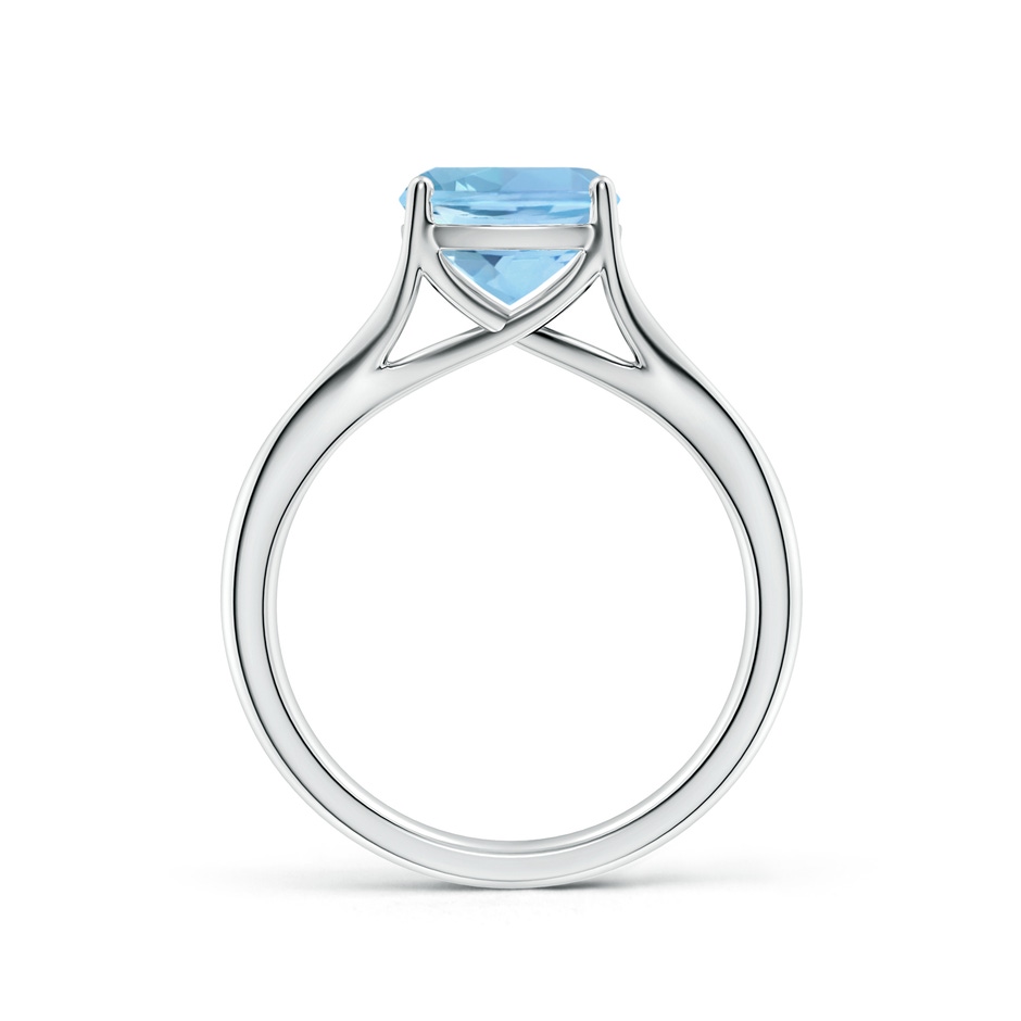 8mm AAAA Classic Solitaire Cushion Aquamarine Split Shank Engagement Ring in White Gold side 199