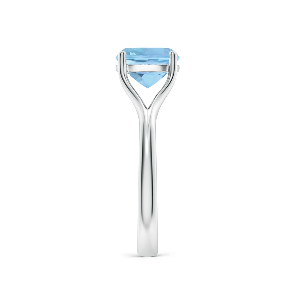 8mm AAAA Classic Solitaire Cushion Aquamarine Split Shank Engagement Ring in White Gold side 299