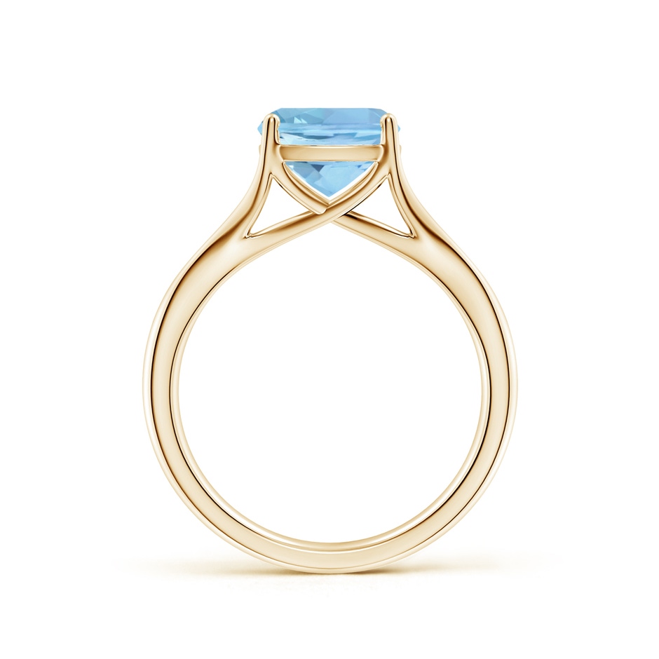 8mm AAAA Classic Solitaire Cushion Aquamarine Split Shank Engagement Ring in Yellow Gold side 199