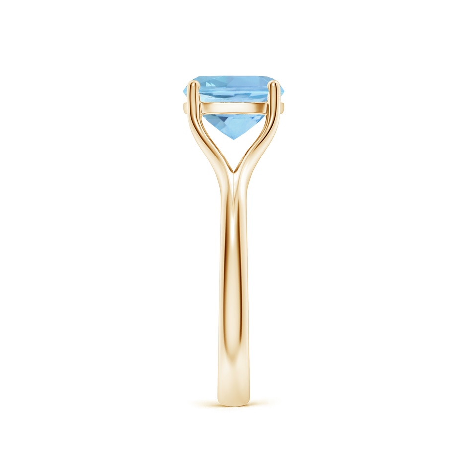 8mm AAAA Classic Solitaire Cushion Aquamarine Split Shank Engagement Ring in Yellow Gold side 299