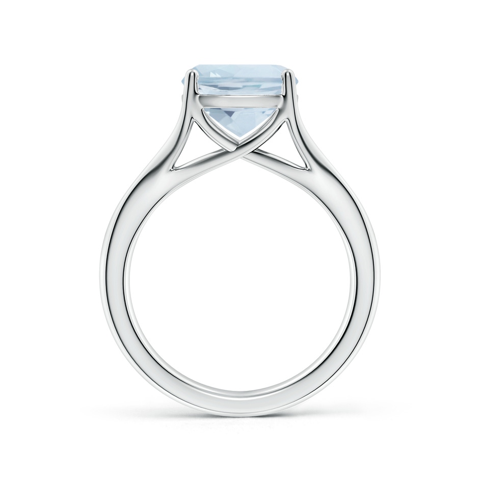 9mm A Classic Solitaire Cushion Aquamarine Split Shank Engagement Ring in S999 Silver side 199