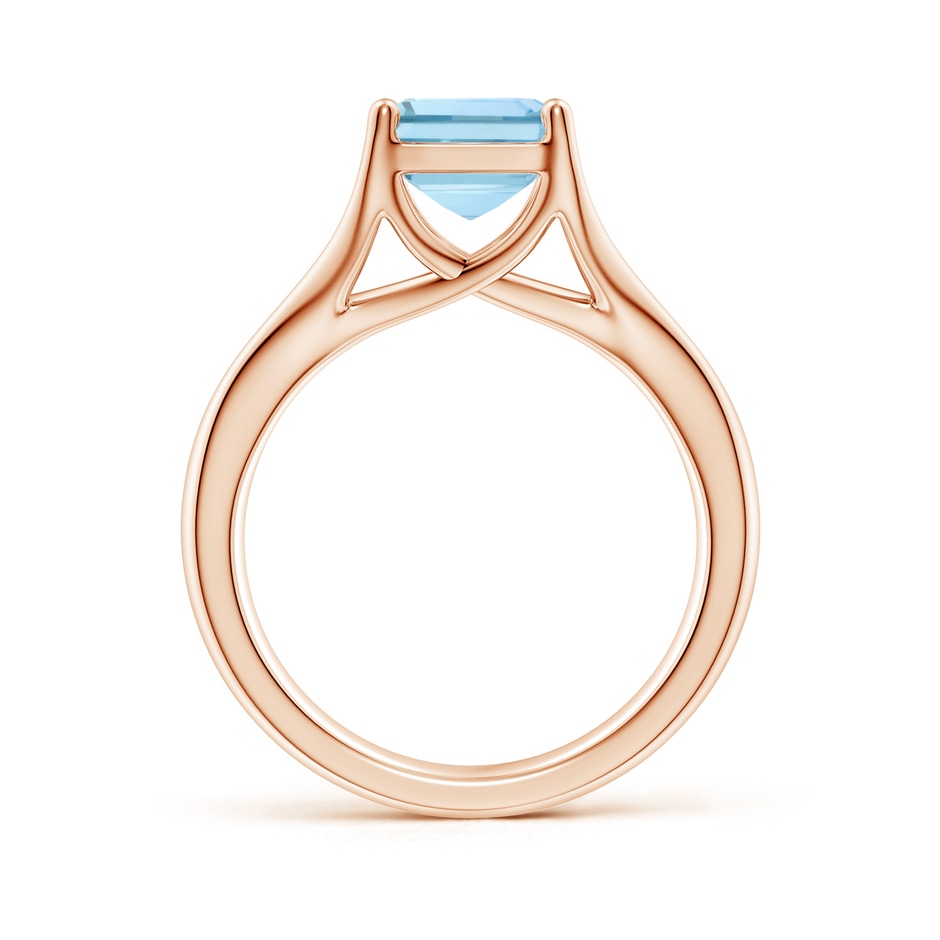 10x8mm AAA Classic Solitaire Emerald-Cut Aquamarine Split Shank Engagement Ring in Rose Gold side 199