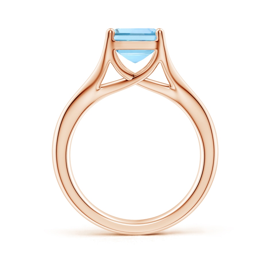 10x8mm AAAA Classic Solitaire Emerald-Cut Aquamarine Split Shank Engagement Ring in Rose Gold side 199