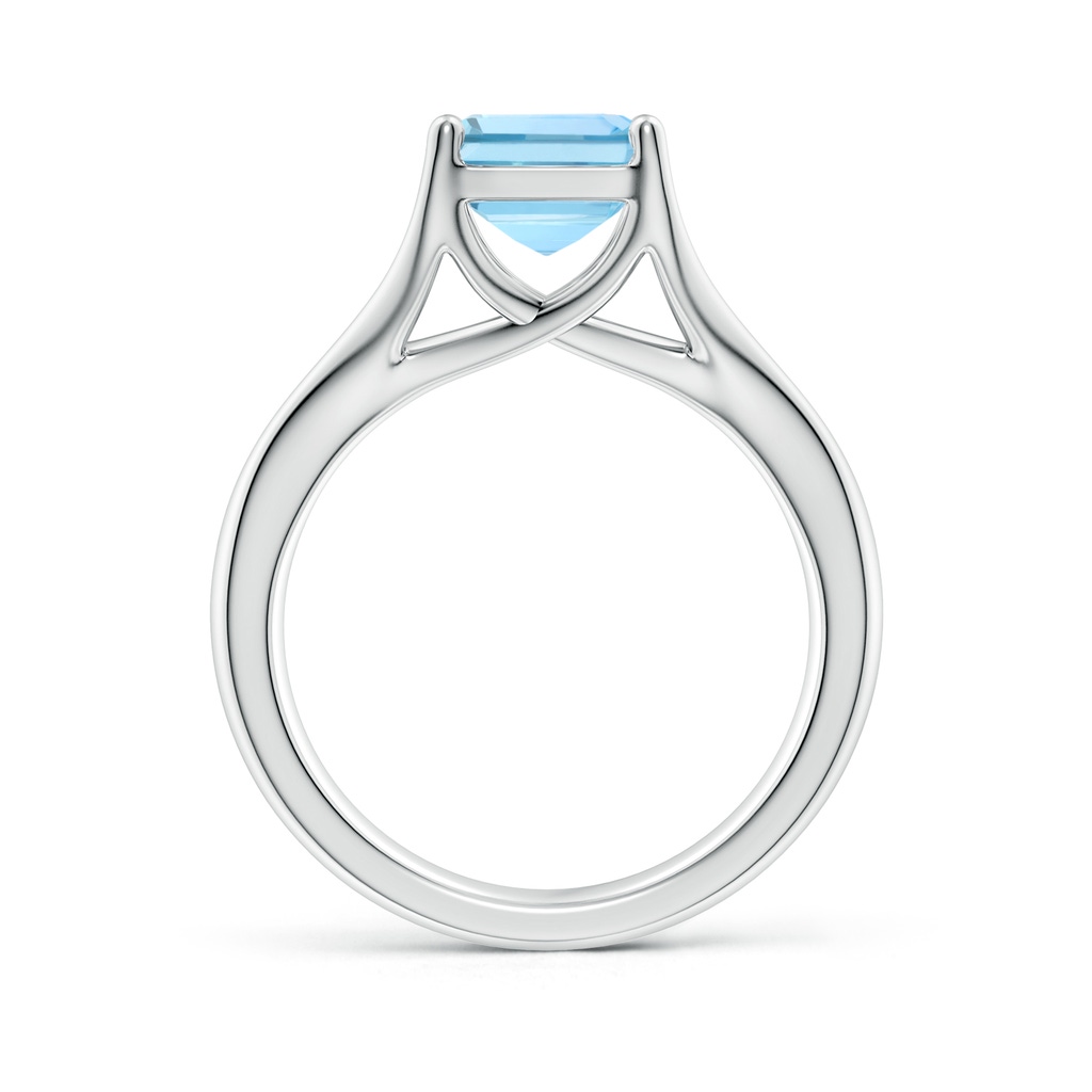 10x8mm AAAA Classic Solitaire Emerald-Cut Aquamarine Split Shank Engagement Ring in S999 Silver - side 199