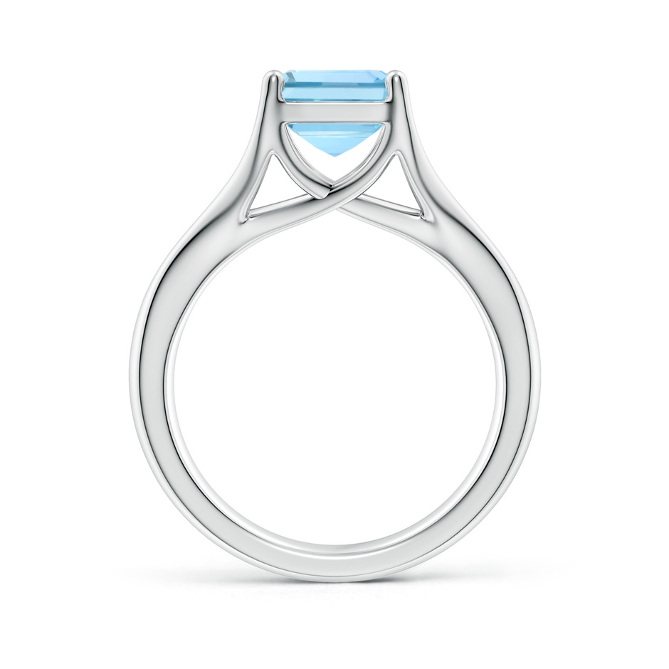 10x8mm AAAA Classic Solitaire Emerald-Cut Aquamarine Split Shank Engagement Ring in S999 Silver side 199