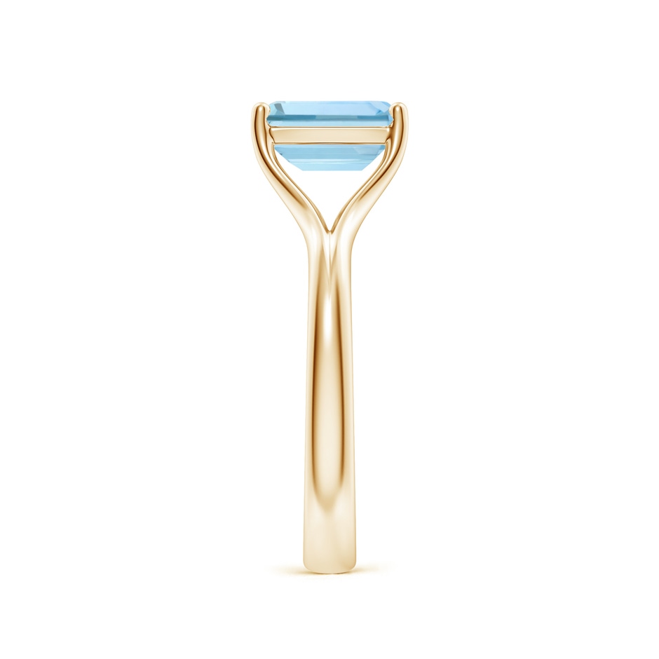8x6mm AAA Classic Solitaire Emerald-Cut Aquamarine Split Shank Engagement Ring in Yellow Gold side 299