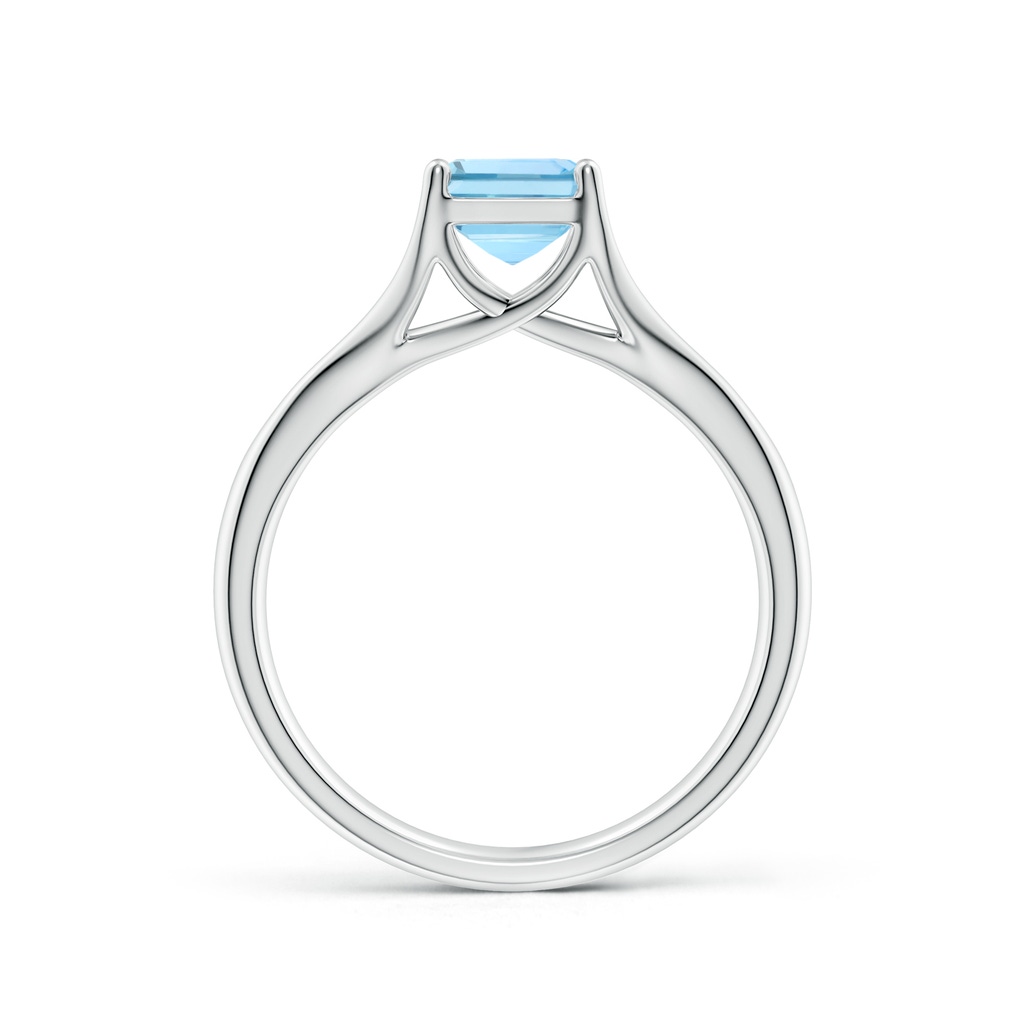 8x6mm AAAA Classic Solitaire Emerald-Cut Aquamarine Split Shank Engagement Ring in White Gold - side 199