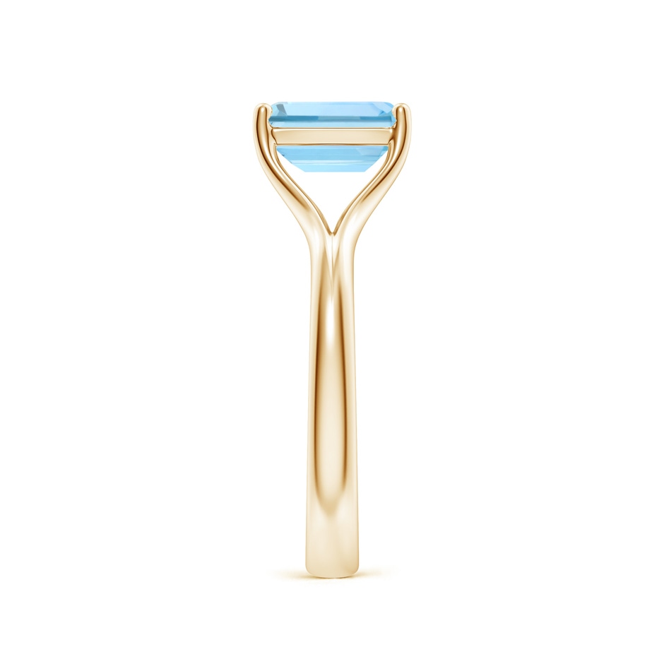 8x6mm AAAA Classic Solitaire Emerald-Cut Aquamarine Split Shank Engagement Ring in Yellow Gold side 299