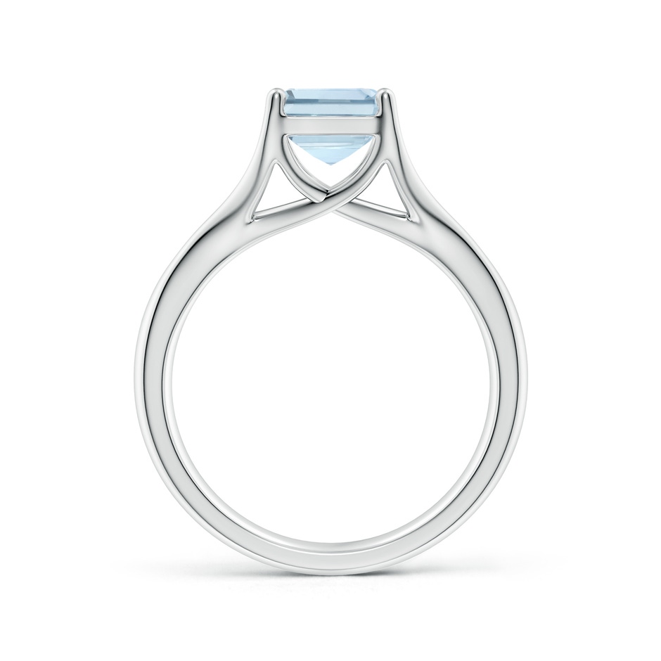 9x7mm A Classic Solitaire Emerald-Cut Aquamarine Split Shank Engagement Ring in S999 Silver side 199