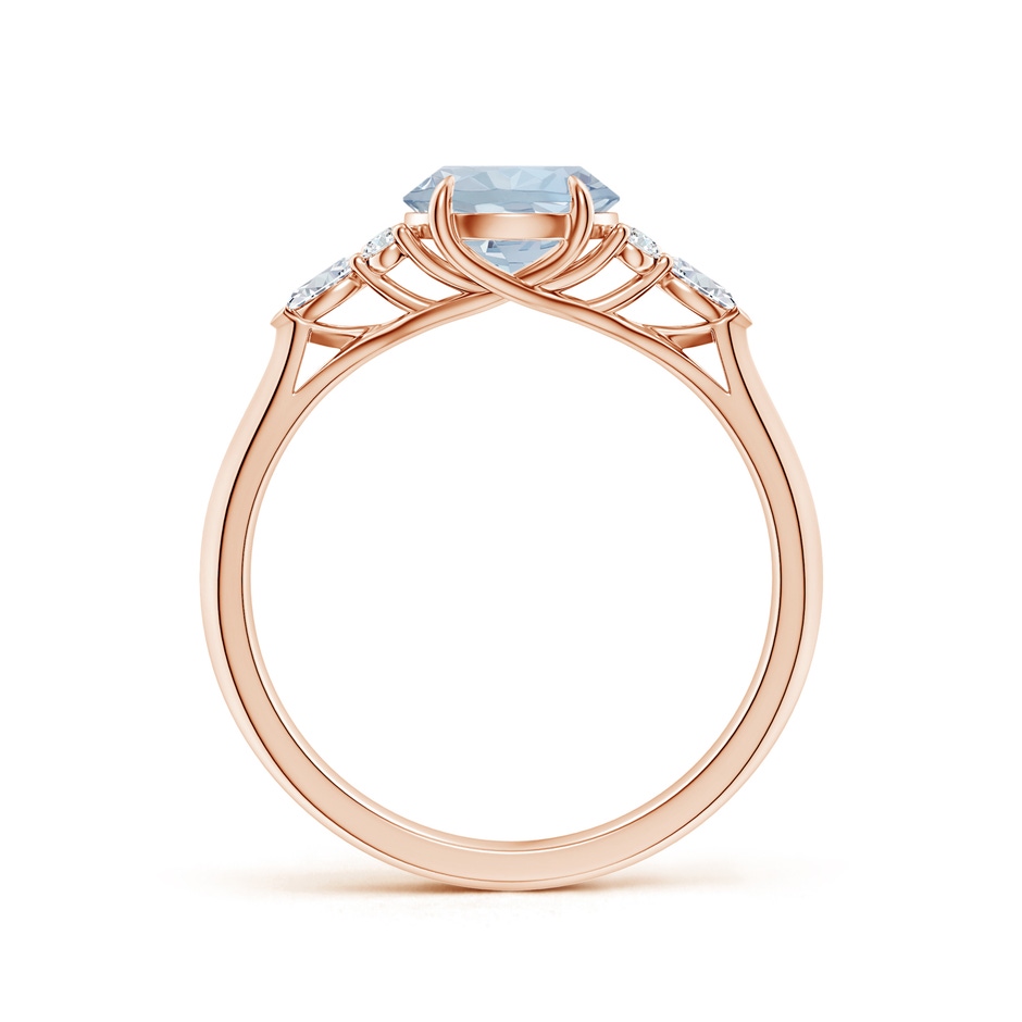 7mm A Round Aquamarine Side Stone Engagement Ring with Diamonds in Rose Gold side 199