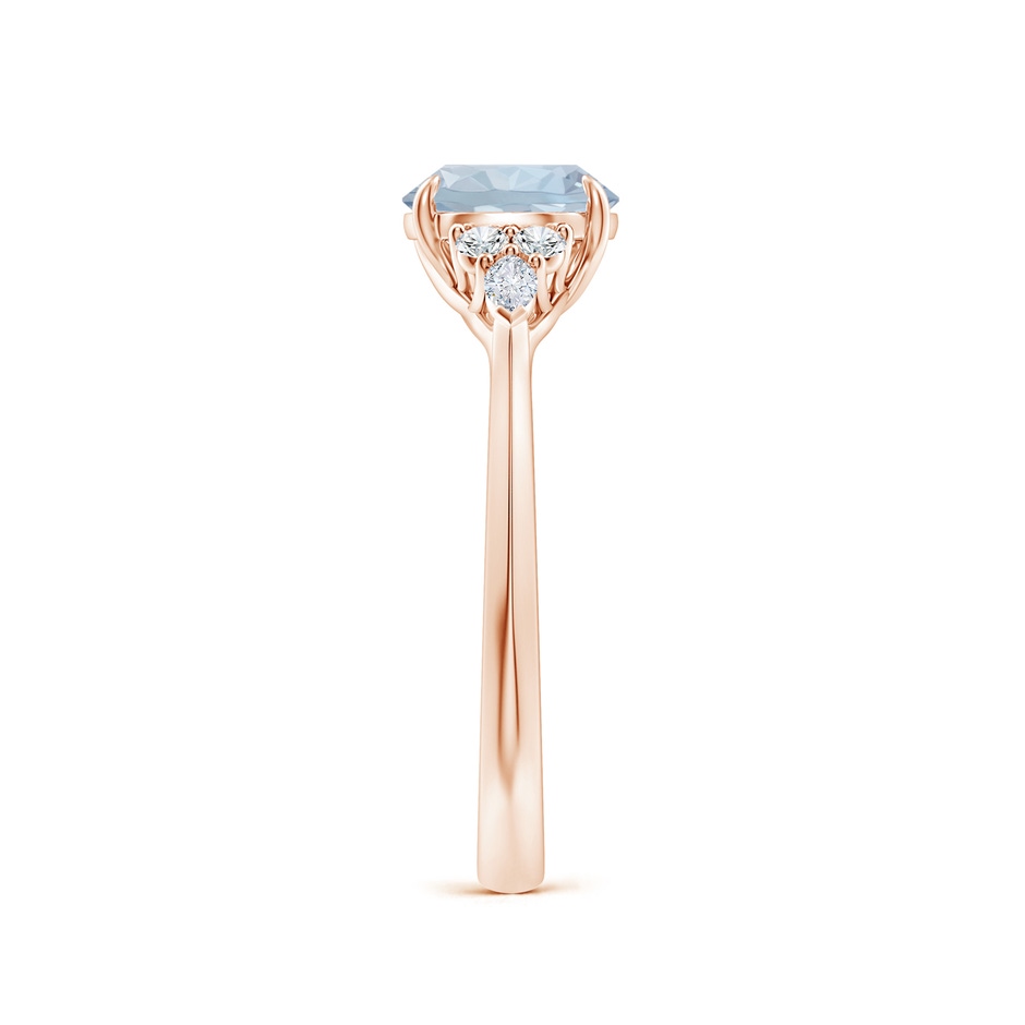 7mm A Round Aquamarine Side Stone Engagement Ring with Diamonds in Rose Gold side 299