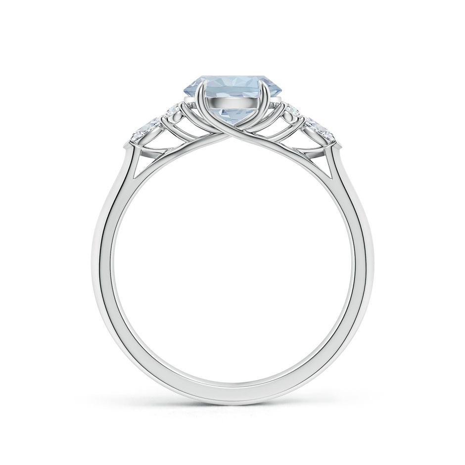 7mm A Round Aquamarine Side Stone Engagement Ring with Diamonds in S999 Silver side 199