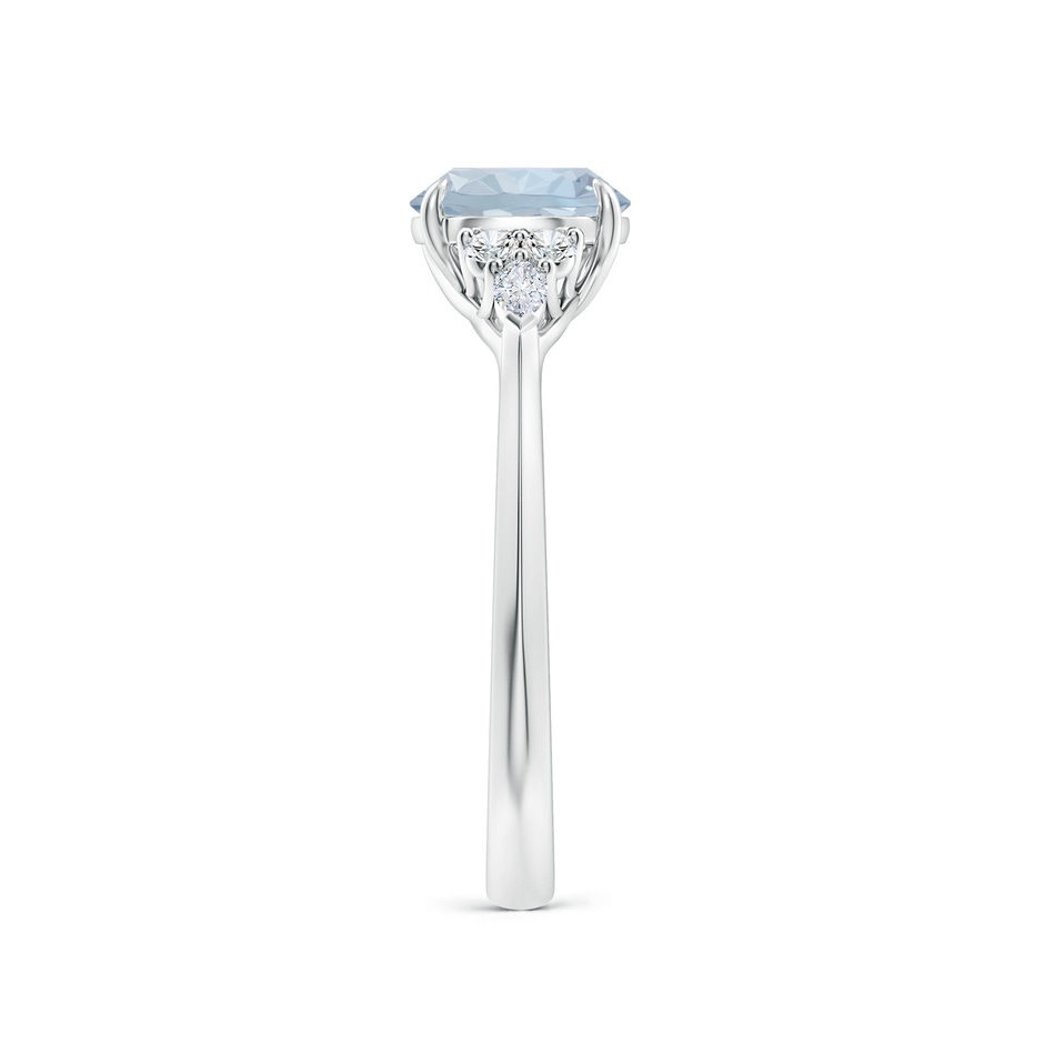 7mm A Round Aquamarine Side Stone Engagement Ring with Diamonds in S999 Silver side 299