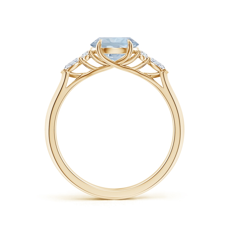 7mm A Round Aquamarine Side Stone Engagement Ring with Diamonds in Yellow Gold side 199