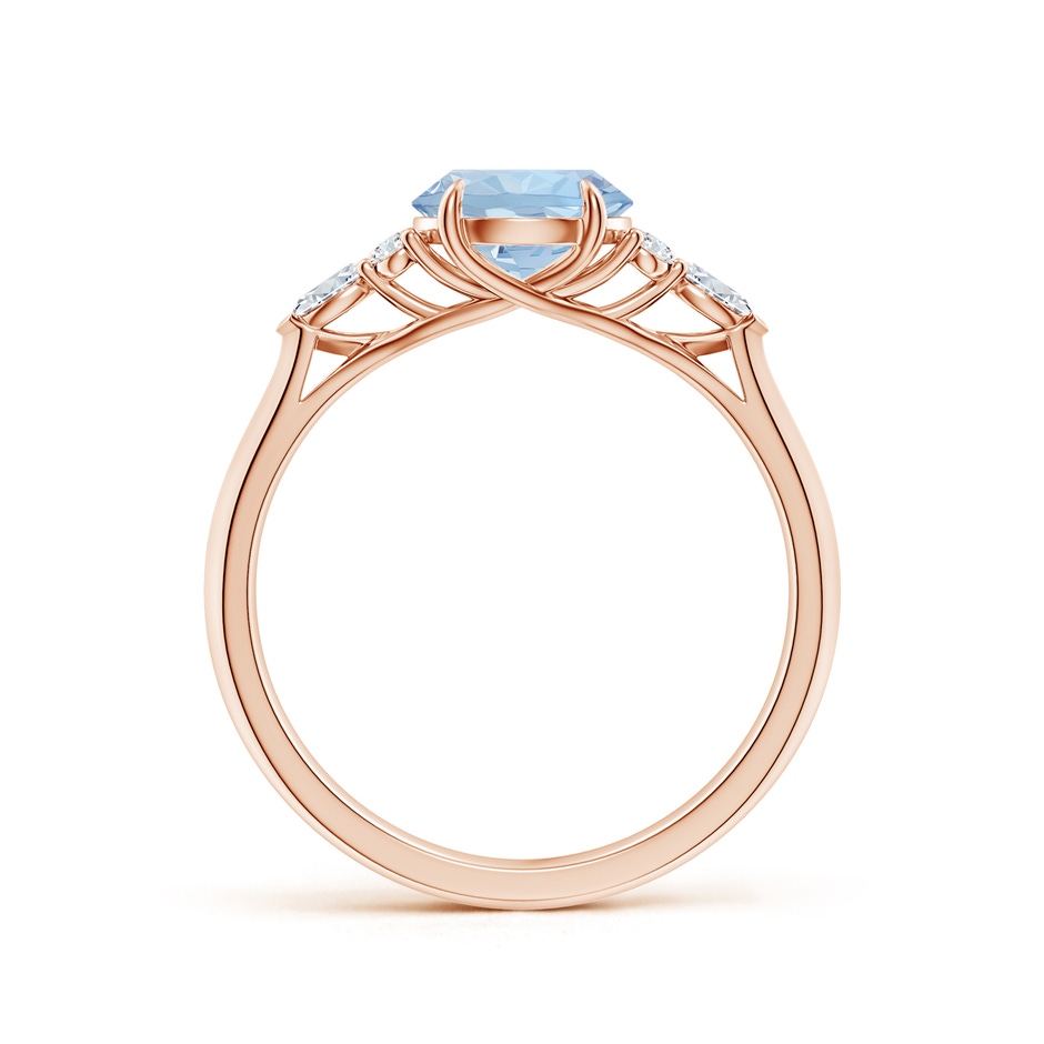 7mm AA Round Aquamarine Side Stone Engagement Ring with Diamonds in Rose Gold side 199