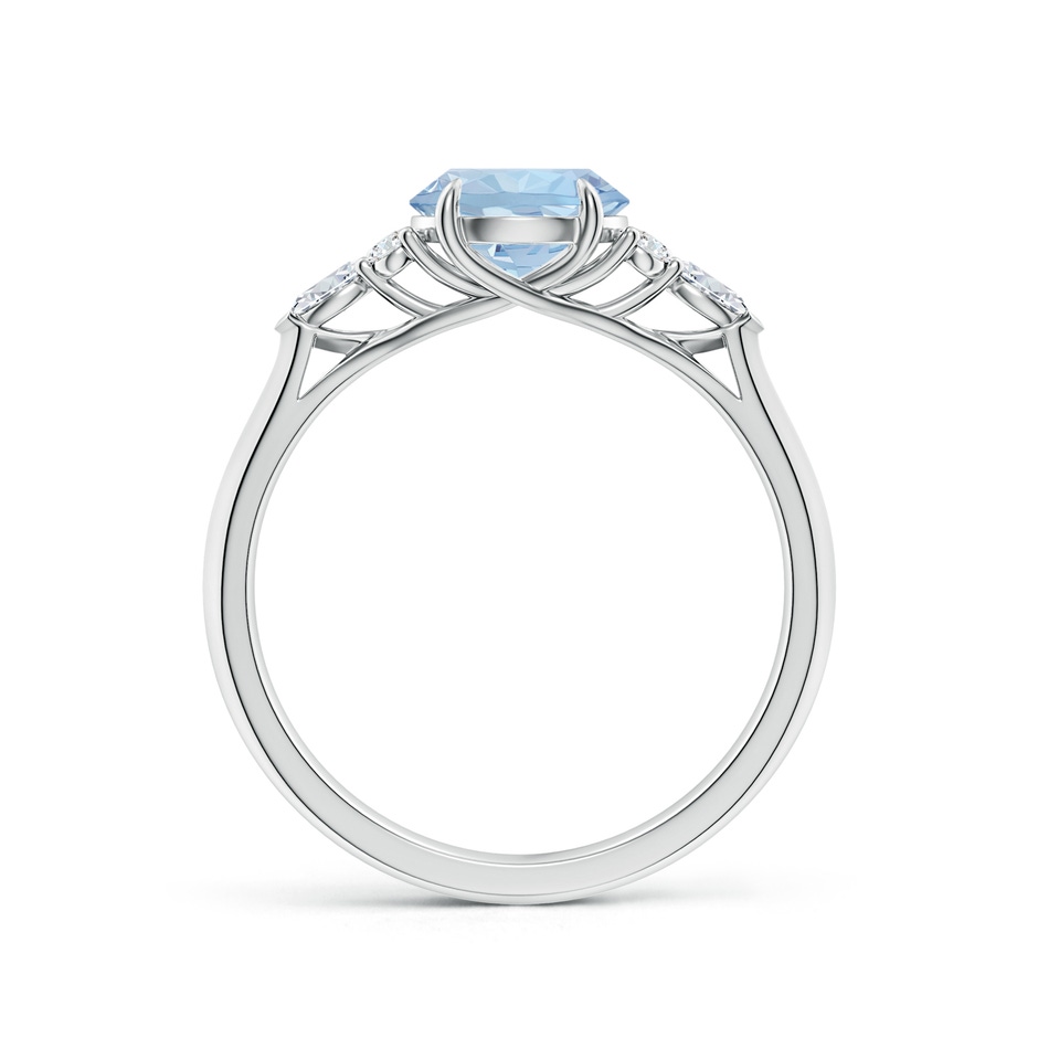 7mm AA Round Aquamarine Side Stone Engagement Ring with Diamonds in White Gold side 199