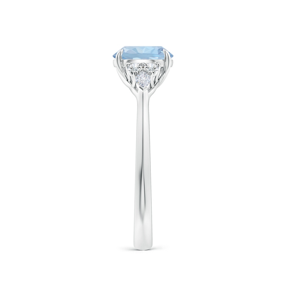 7mm AA Round Aquamarine Side Stone Engagement Ring with Diamonds in White Gold side 299