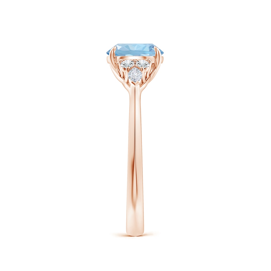 7mm AAA Round Aquamarine Side Stone Engagement Ring with Diamonds in Rose Gold side 299