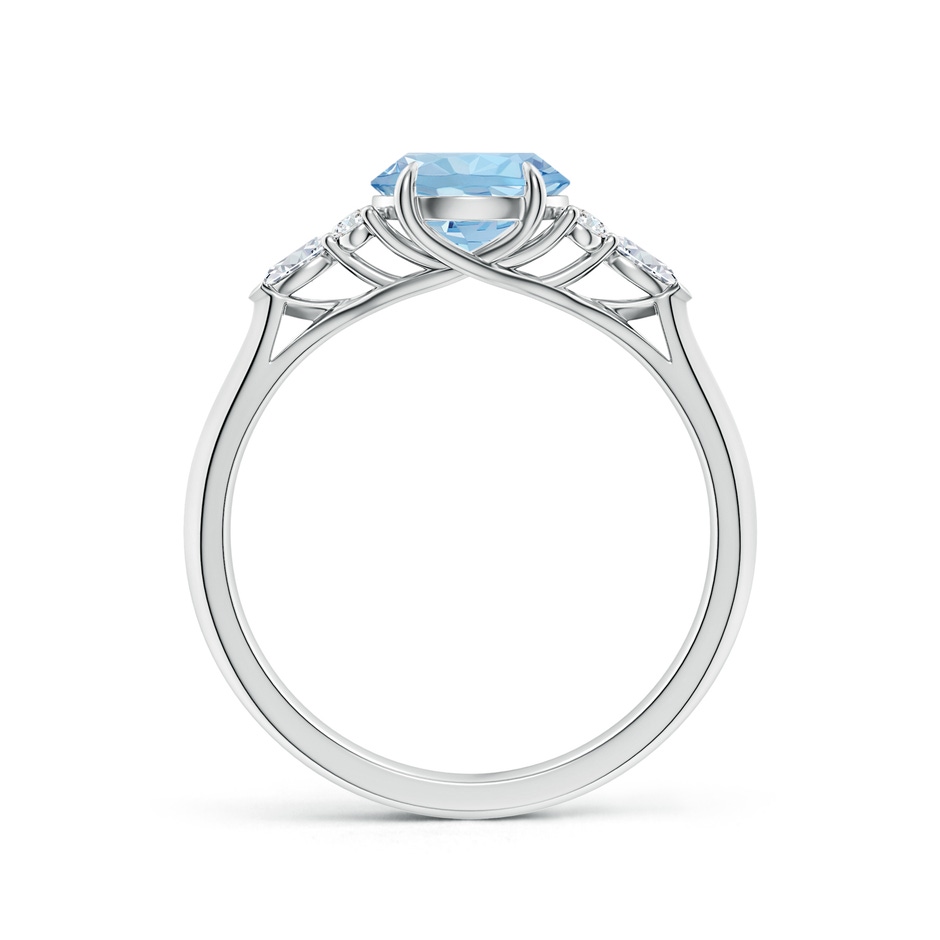 7mm AAA Round Aquamarine Side Stone Engagement Ring with Diamonds in White Gold side 199