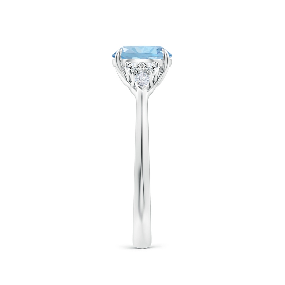 7mm AAA Round Aquamarine Side Stone Engagement Ring with Diamonds in White Gold side 299
